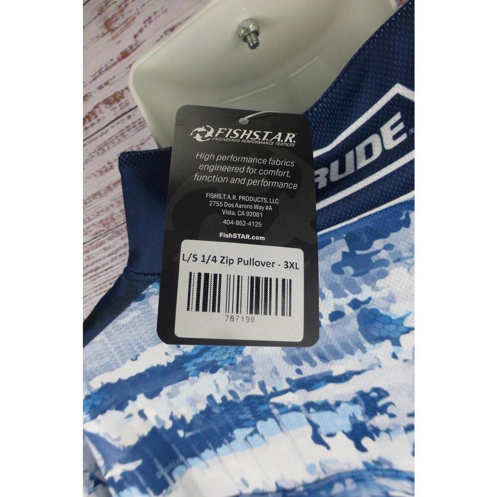 FISHSTAR Evinrude Men's 3XL Long Sleeve 1/4 Zip Fishing Shirt Performance D8 - Picture 6 of 8
